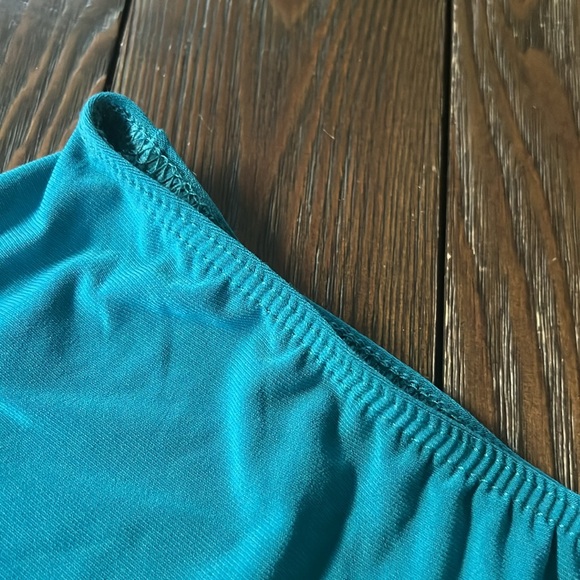 Teal elastic waist rushed side ruffl hem swim cover up - Picture 4 of 4
